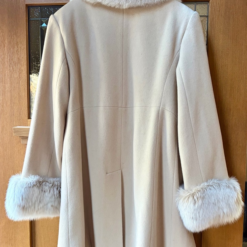 ESTATE SALE:  Shadow Fox Fur Trimmed Coat - Picture 2 of 7